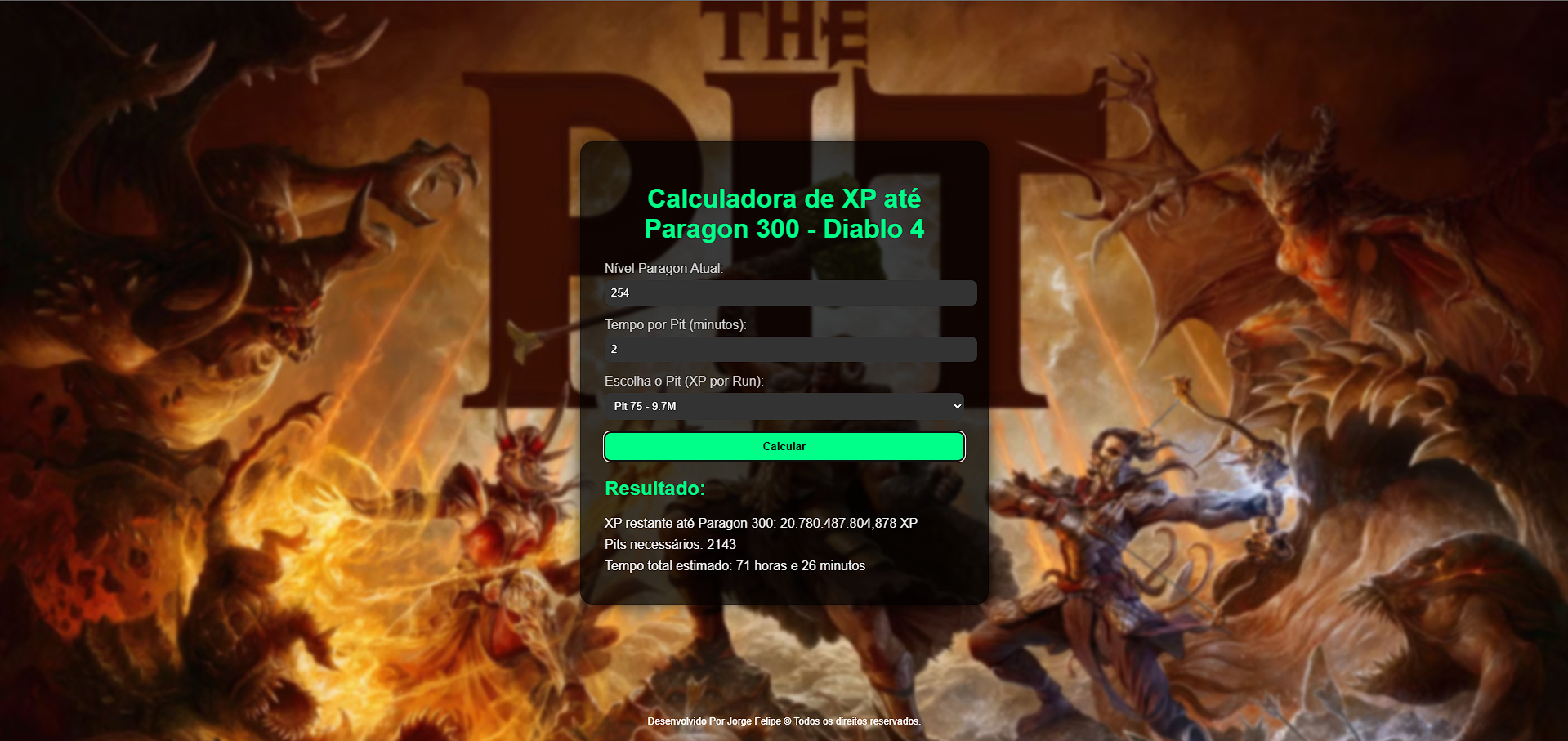 XP Calculator — Diablo 4 (Paragon 300)